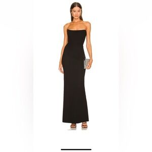 Black strapless gown